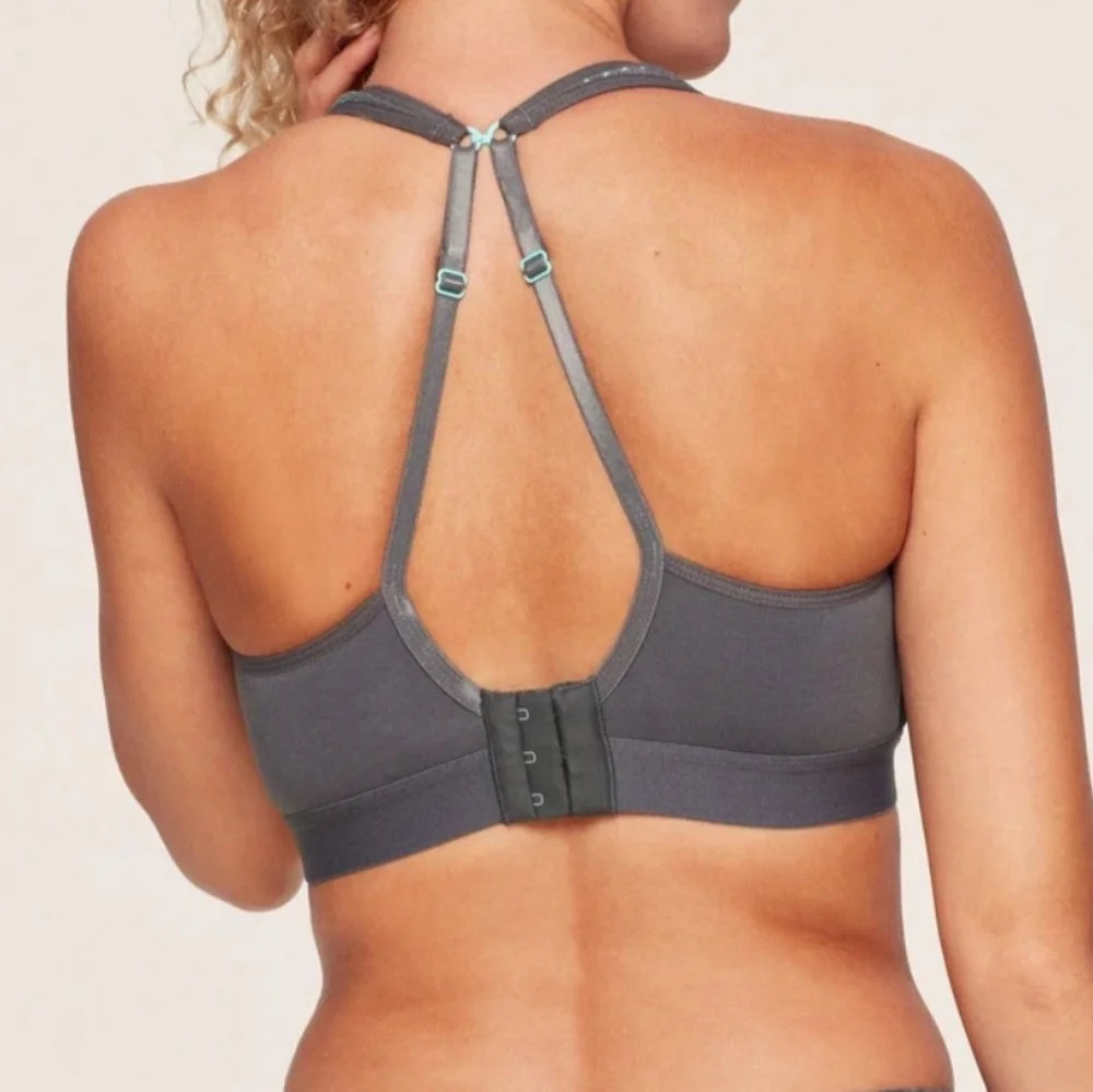 Belabumbum Sporty Mesh Nursing Bra in Gray/Aqua Size M